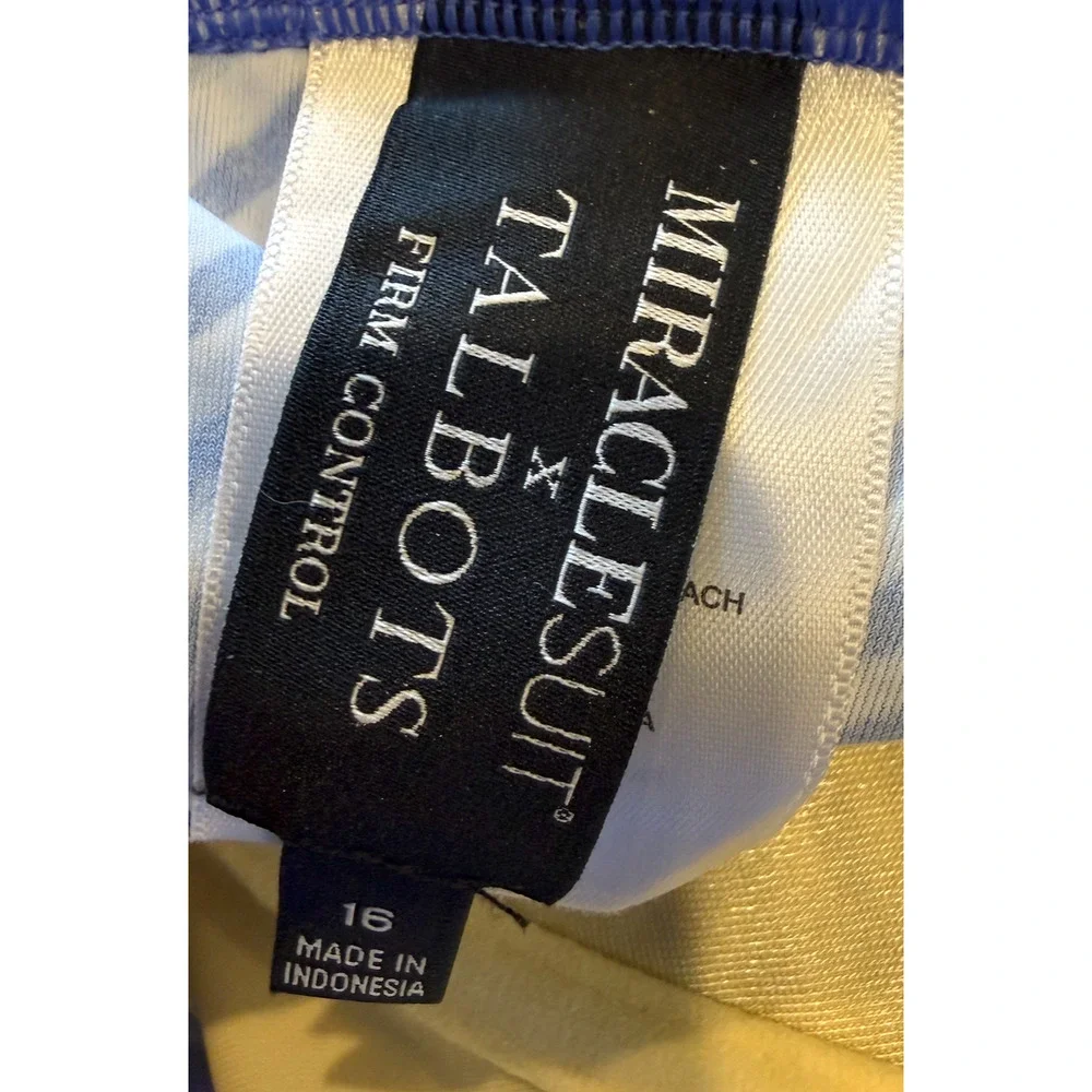 NWT MIRACLESUIT X TALBOTS BLUE SANIBEL PAINTERLY STRIPE ONE PIECE SWIMSUIT SZ 16